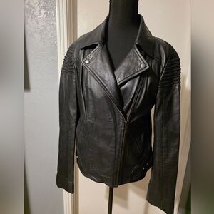 Trouve Black Leather Moto Jacket Size Women's M